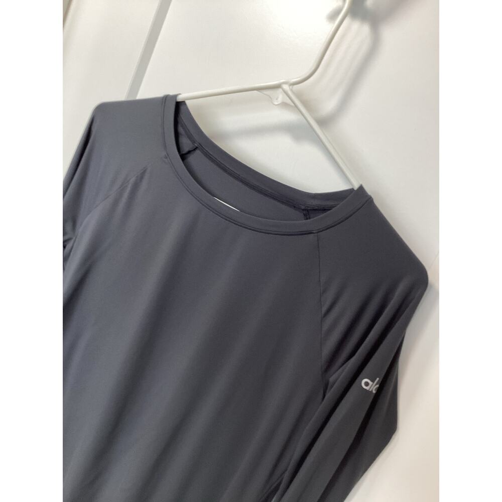 Alo Women's Alosoft Finesse Long Sleeve Top Activewear Yoga Athletic Dark Gray - Picture 4 of 10
